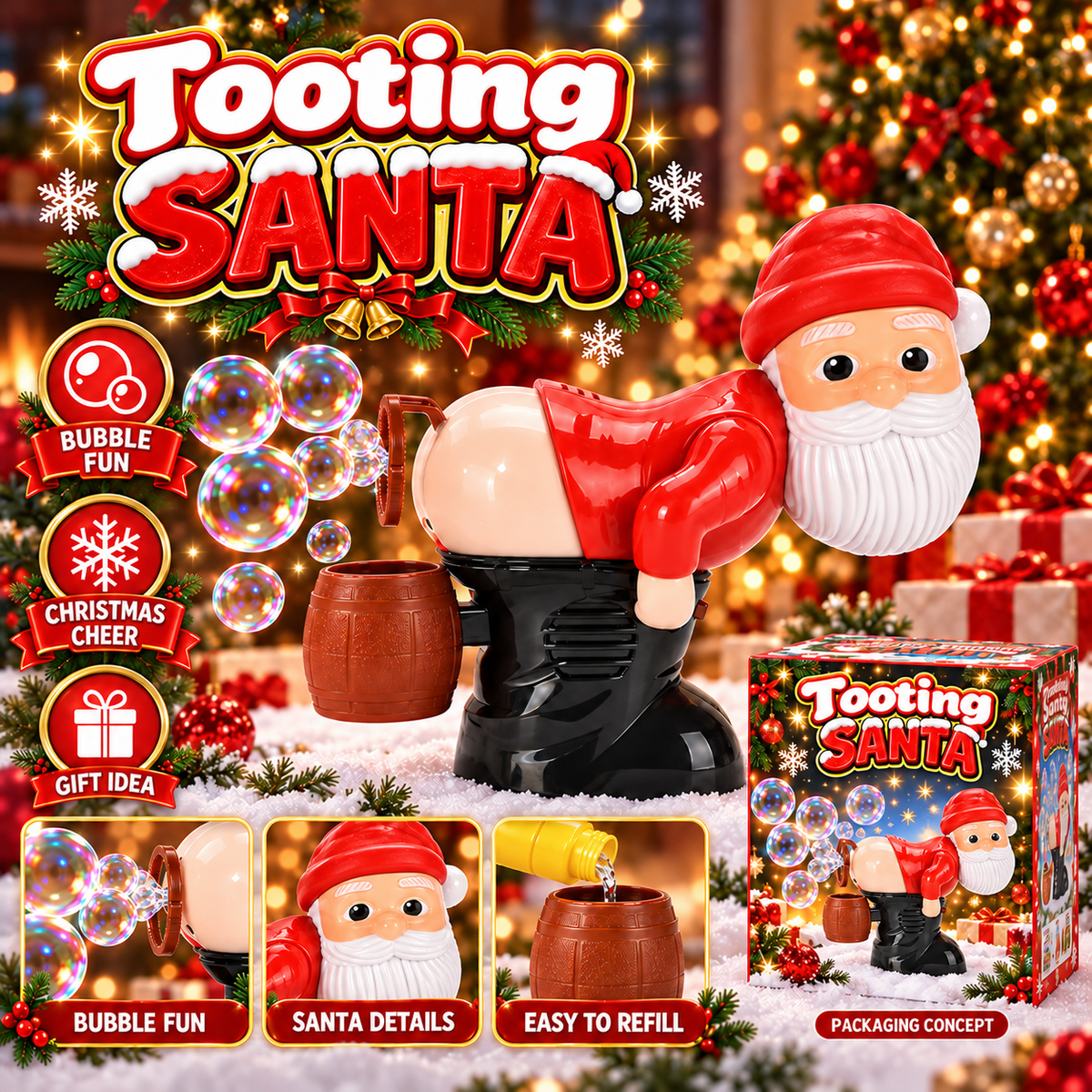 Tooting Santa Bubble Machine