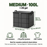 Medium 100L storage bin, 19.7 x 15.7 x 19.7 in, for sweaters and jackets
