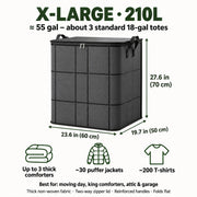 X-Large 210L storage bin, 23.6 x 19.7 x 27.6 in, holds up to 3 thick comforters