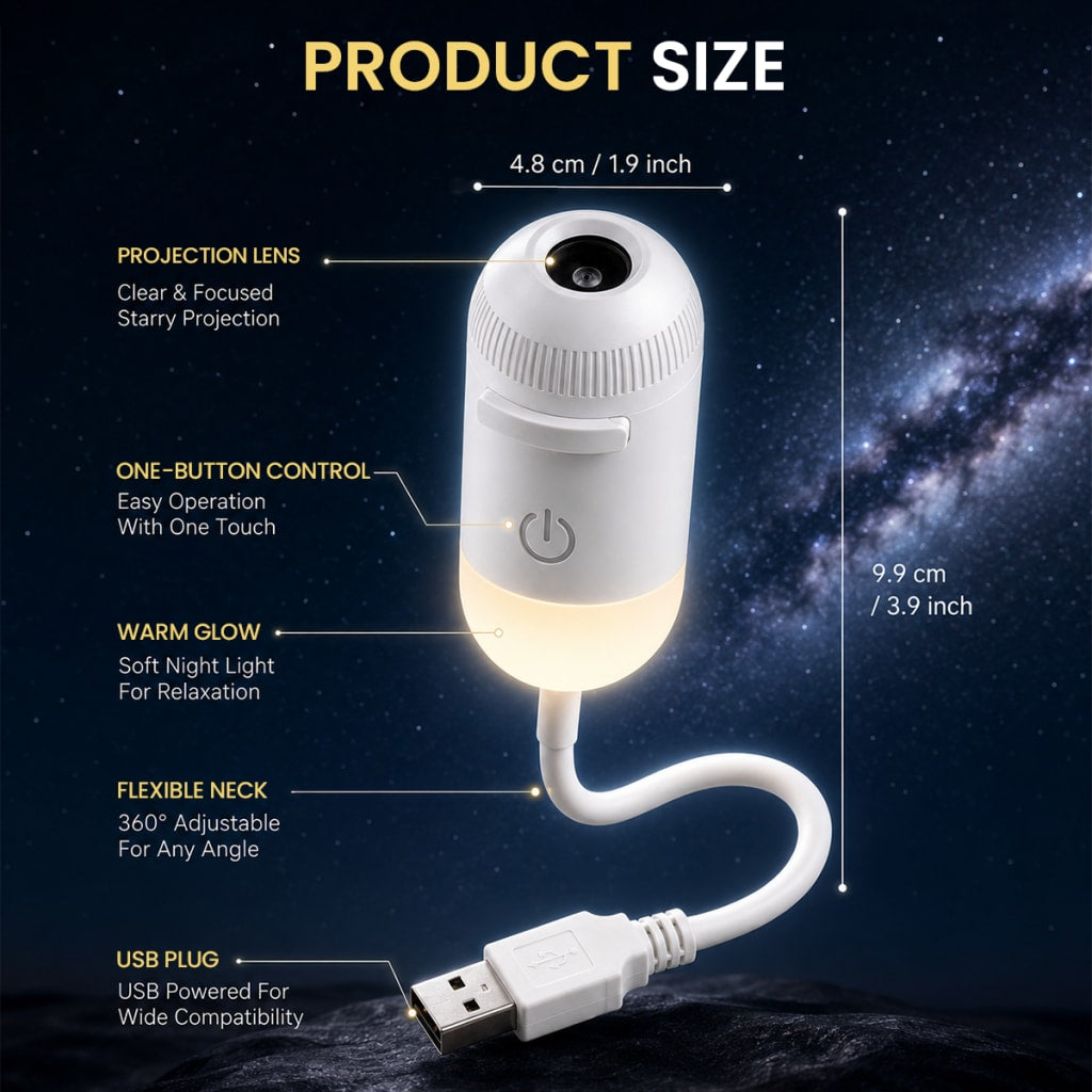 GalaxyGlow™ 2-in-1 USB Star Projector & Night Light