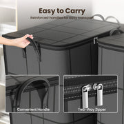 Reinforced carry handles and two-way zipper on the storage bin